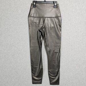 90 Degree by Reflex Faux Leather Leggings Size S Womens Gray Metallic